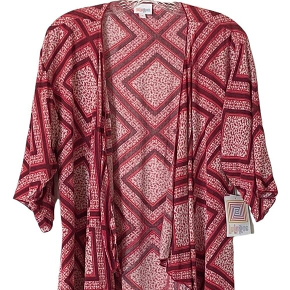 Lularoe Shirley Diamond Print Waterfall Duster Cardigan S NWT - Picture 3 of 8